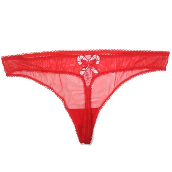 ADORE ME Sexy Red Candycane Christmas Panties Mesh Plus size 2X NWT - 740 - Picture 1 of 4
